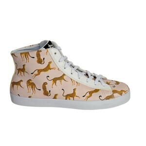 OTBT Women's Hologram Sneaker Cheetah SZ 9 Chic High Top NEW Pink Novelty Print